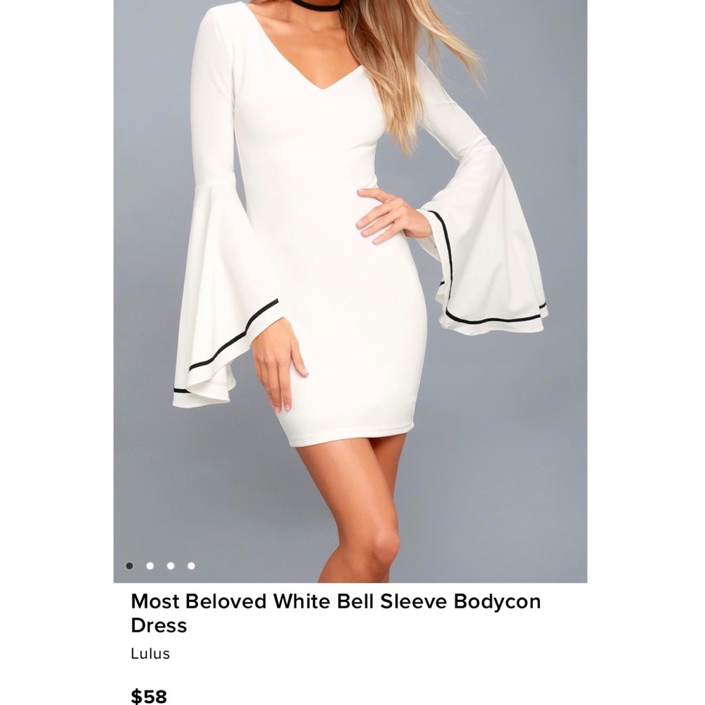 Lulus Most Beloved White Bell Sleeve BodyCon Dress